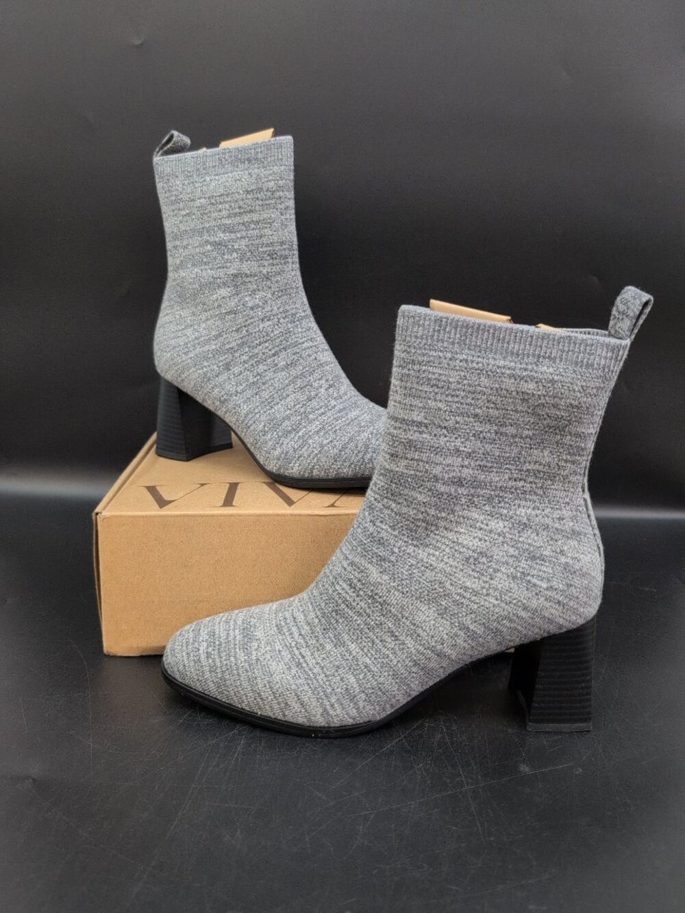 VIVAIA Thalita Round Toe Wool Water Repellent Heeled Boots EU 40.5 Light Grey